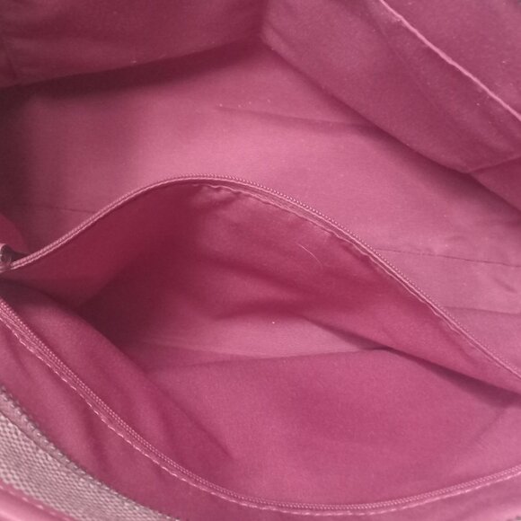 Coach City Red Buffalo Plaid Print PVC & Leather Zip Top Tote - Picture 7 of 15